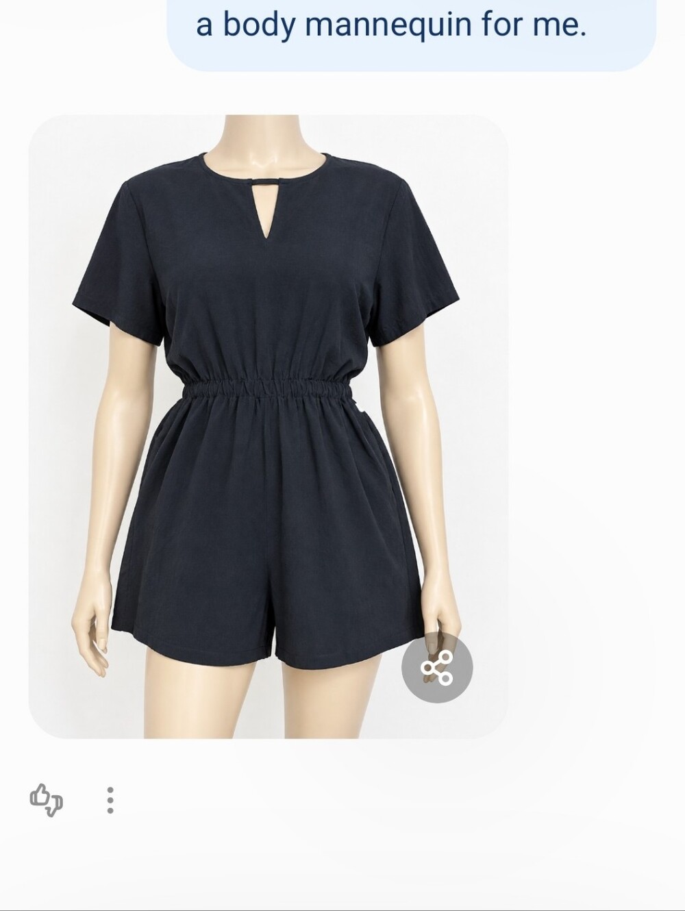 Emma & Michele Black Short-Sleeve Elastic Waist Romper with Keyhole